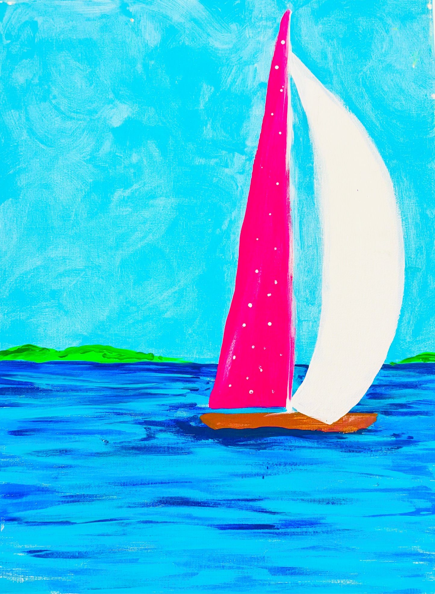 Caribbean Sailboat Pink Sails – 8×10 Art Kit