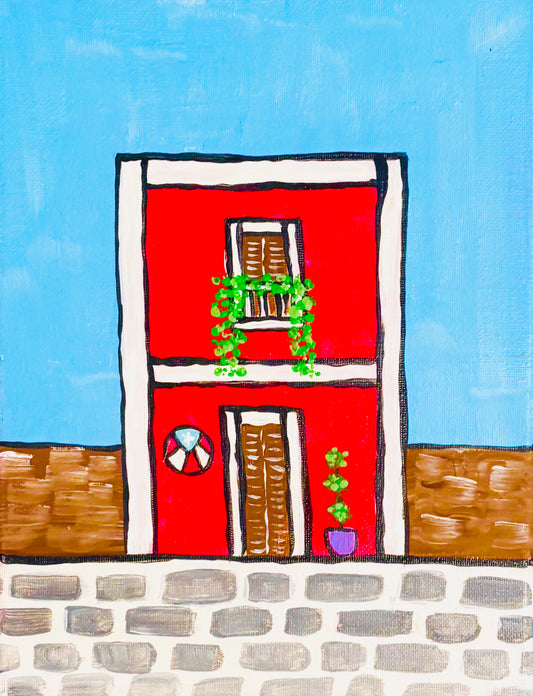 Casita del Viejo San Juan con banderita de PR  - 8x10 Art Kit